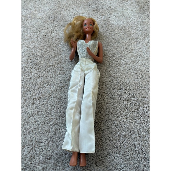 Barbie Other - Vintage Barbie Glamorous Silver Jumpsuit Blonde 1976 Mattel 18" Original Outfit